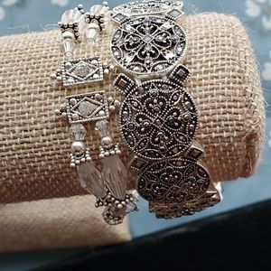 Matching Mandala Crystal paved Bracelet Set